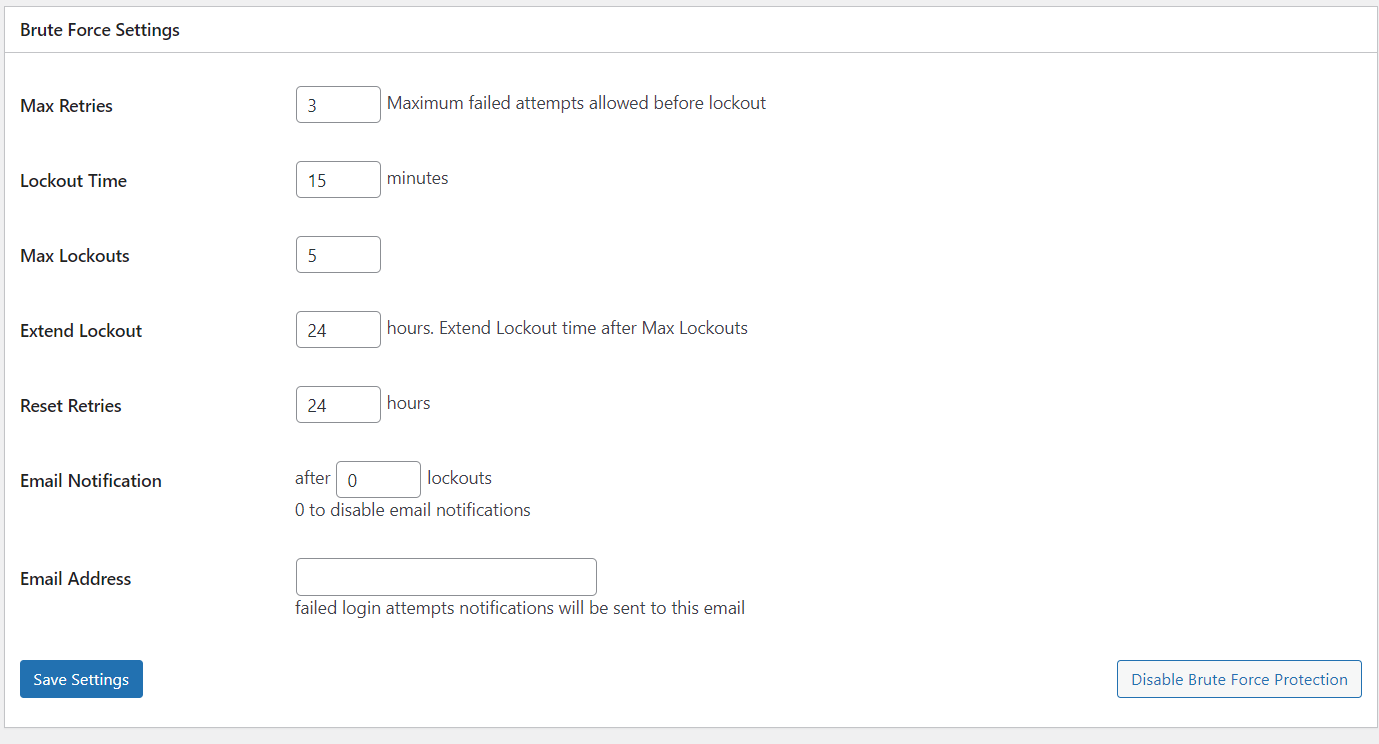 Loginizer Lock-out default options Loginizer Lock-out default options