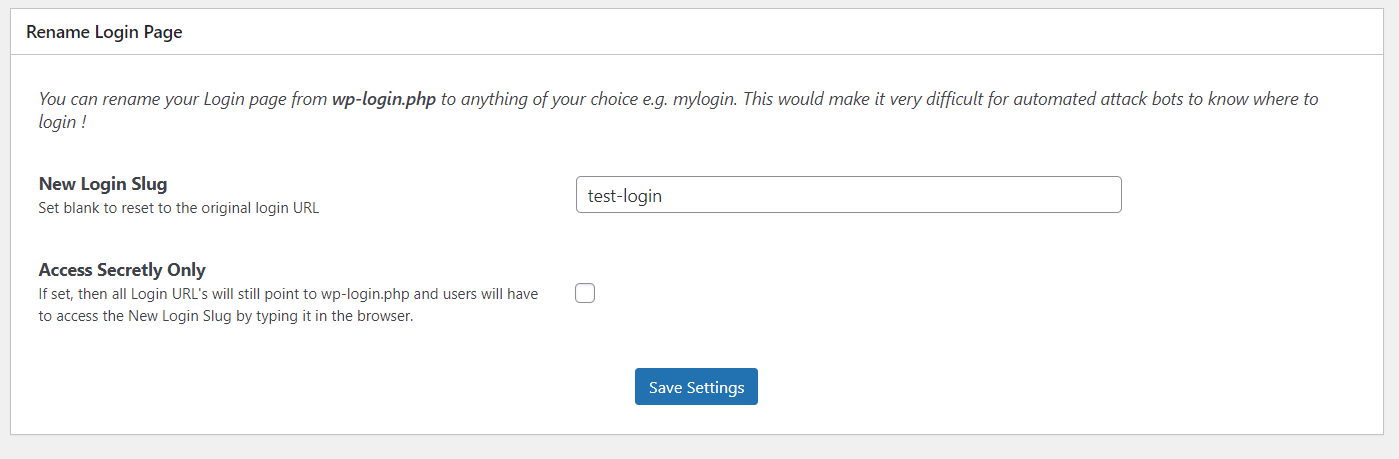 WordPress security rename login slug
