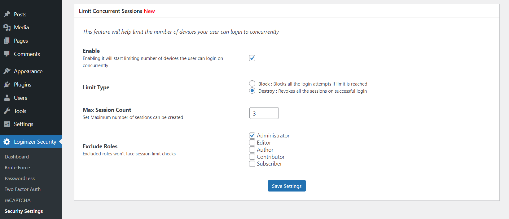 Limit Concurrent Attempts on WordPress Limit Concurrent Attempts on WordPress