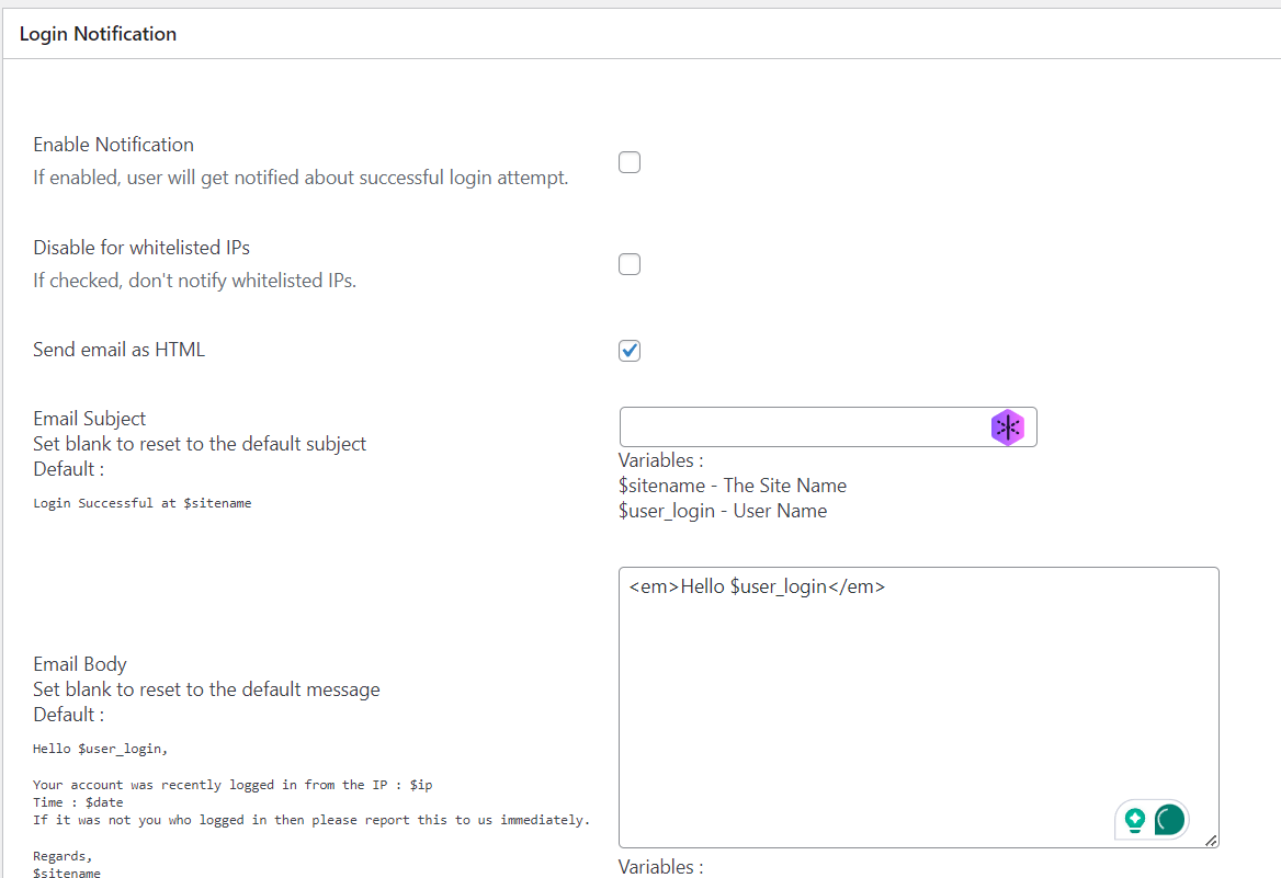 Login Notification supports HTML email Login Notification supports HTML email