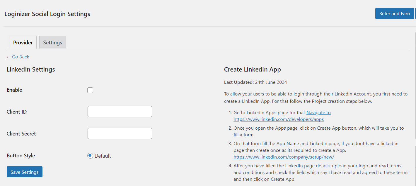 Loginizer linkedin settings Loginizer linkedin settings